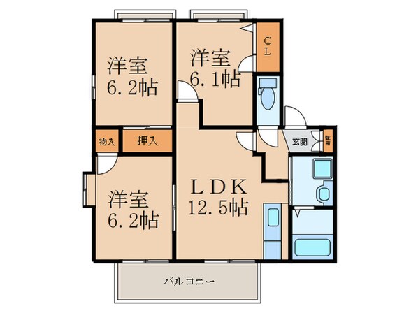 ディアス曽根Ｃ棟の物件間取画像